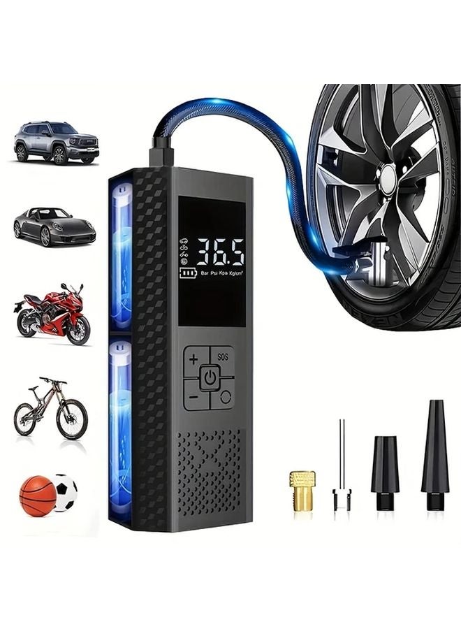 مضخة هواء الإطارات اللاسلكية المحمولة الذكية السوداء 150PSI للنفخ السريع - Image 1